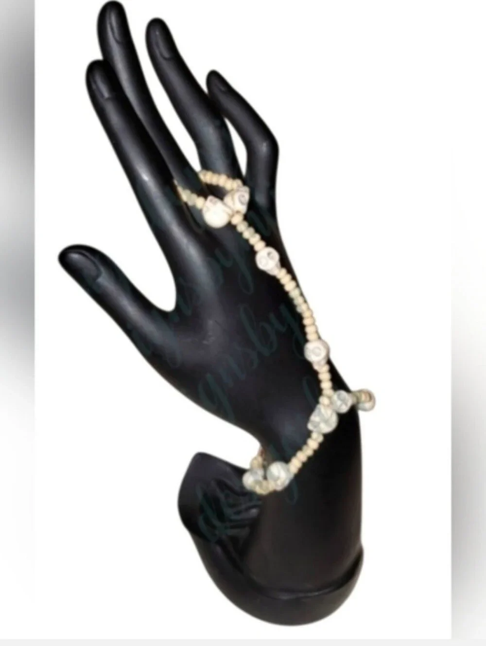 Ivory Skull Hand Bracelet Boho Chic Goth Statement Jewelry